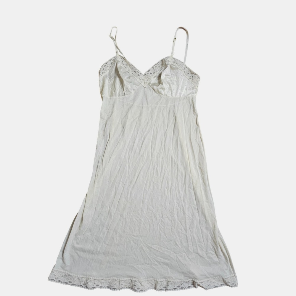 Vintage Vanity Fair Full Slip Nightgown Lingerie‎ Lace Trim 36 Nylon Made in USA